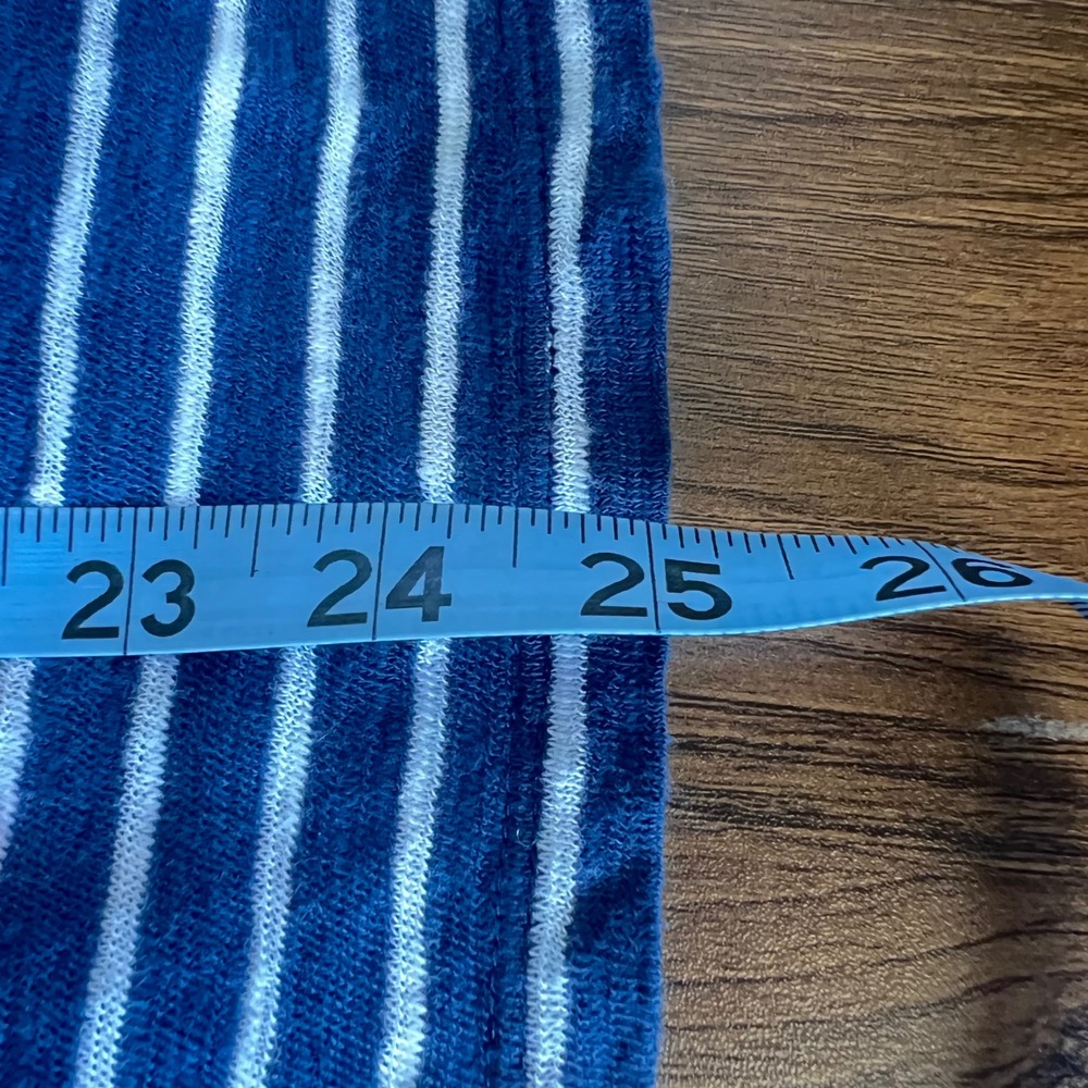 J. Jill Striped Linen Cotton Henley Hoodie Navy White Roll Tab Sleeve Small - Picture 12 of 14